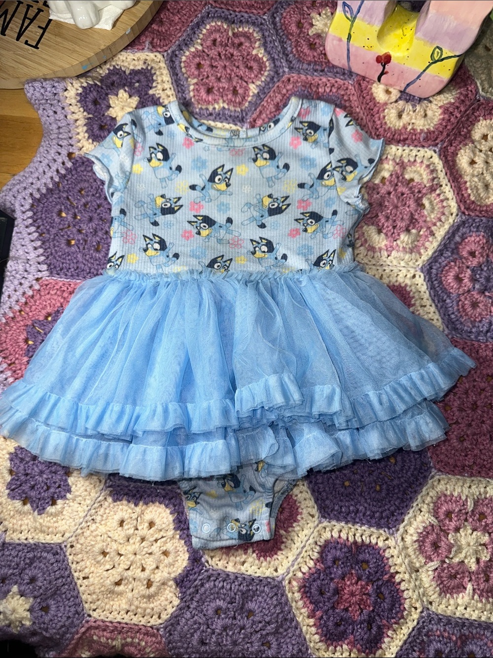 Bluey Tulle Dress with Floral Print. Has built in bloomers. B329